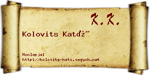 Kolovits Kató névjegykártya